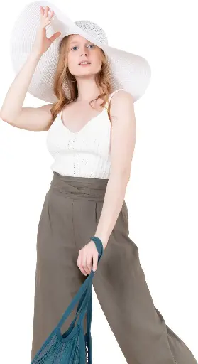 吊帶上衣+闊腿長褲套裝—橄欖色